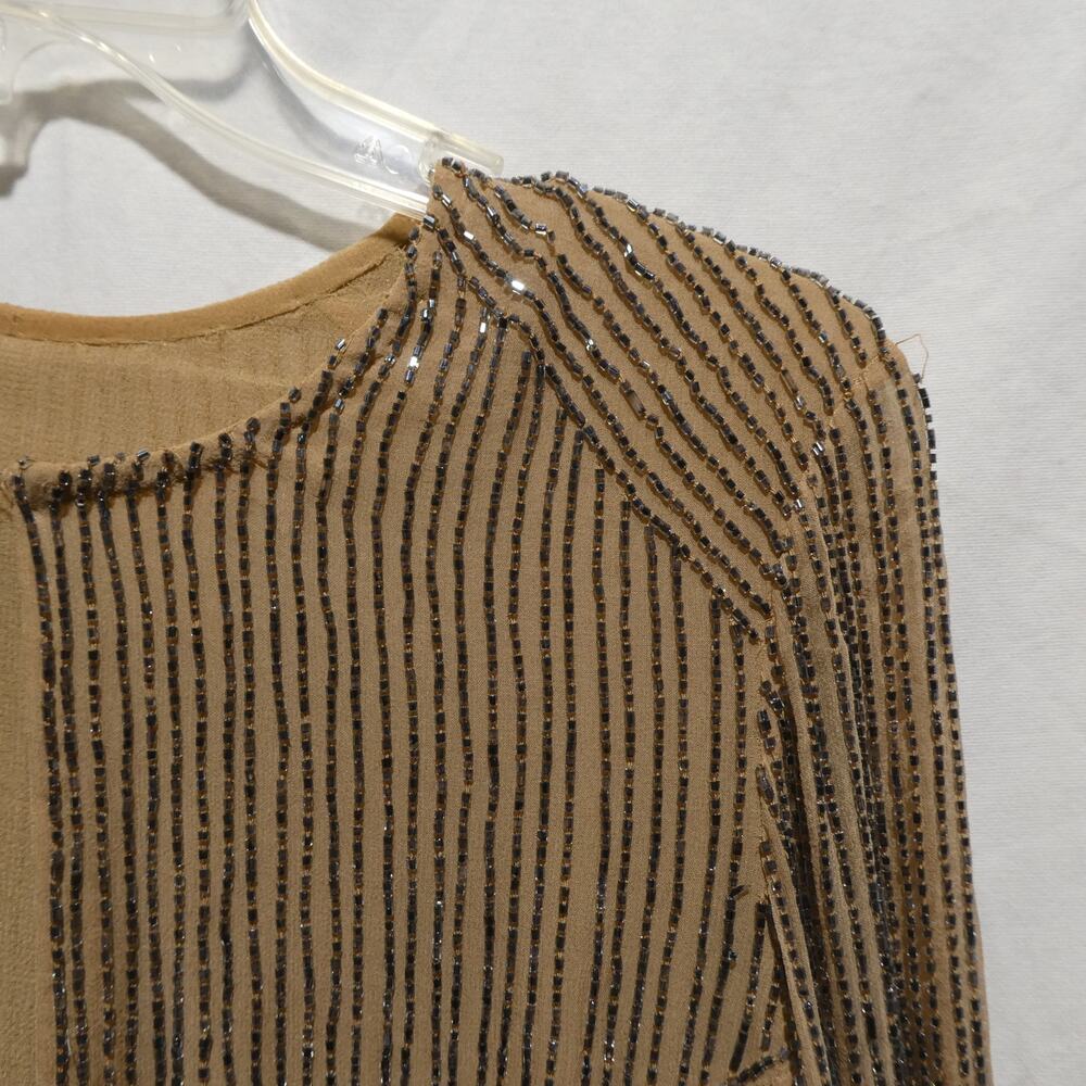 Women's‎ extra small silk sleeved shawl beaded skin tone long sleeve